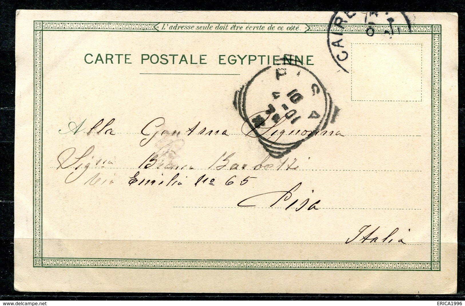 CARTOLINA CV2384 EGITTO EGYPT Piramidi E Datteri, Tipo Gruss Aus, 1901, Viaggiata Per L'Italia, Formato Piccolo, Francob - Piramidi