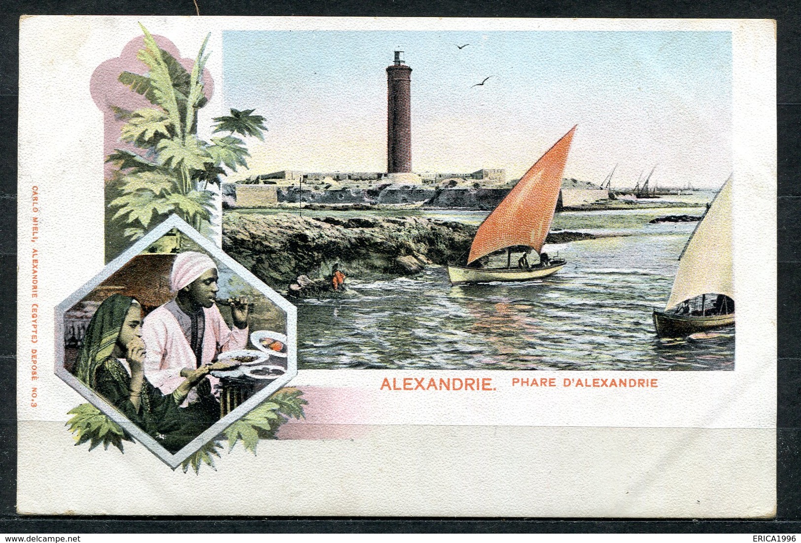 CARTOLINA CV2392 EGITTO EGYPT Alexandrie, Phare, Tipo Gruss Aus, 1900, Viaggiata Per L'Italia, Formato Piccolo, Francobo - Alexandrie