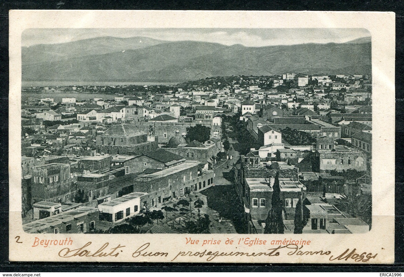 CARTOLINA CV2395 LIBANO LIBAN Beyrouth Panorama, 1902, Viaggiata Per L'Italia, Formato Piccolo, Francobollo Asportato, O - Libano