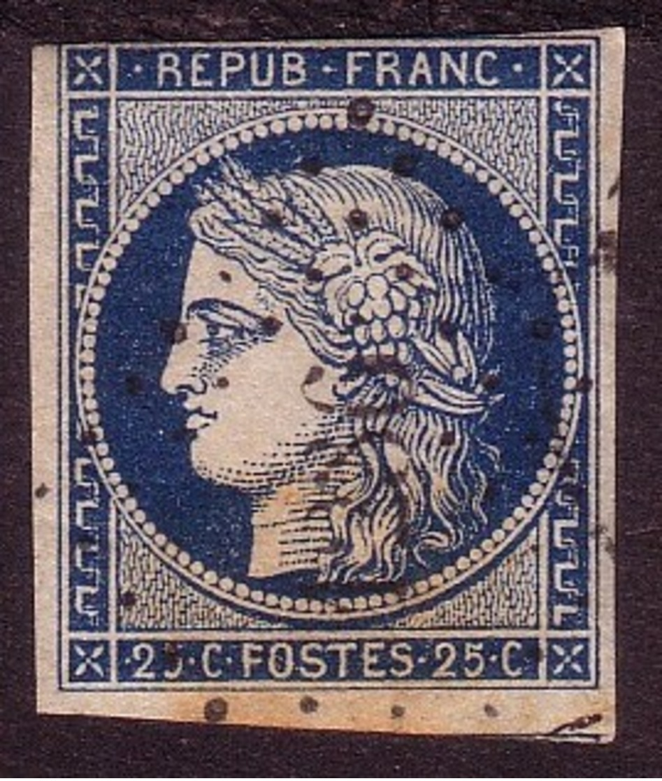 N° 4 : 25 Centimes Cérès Bleu Oblitéré - 1849-1850 Ceres