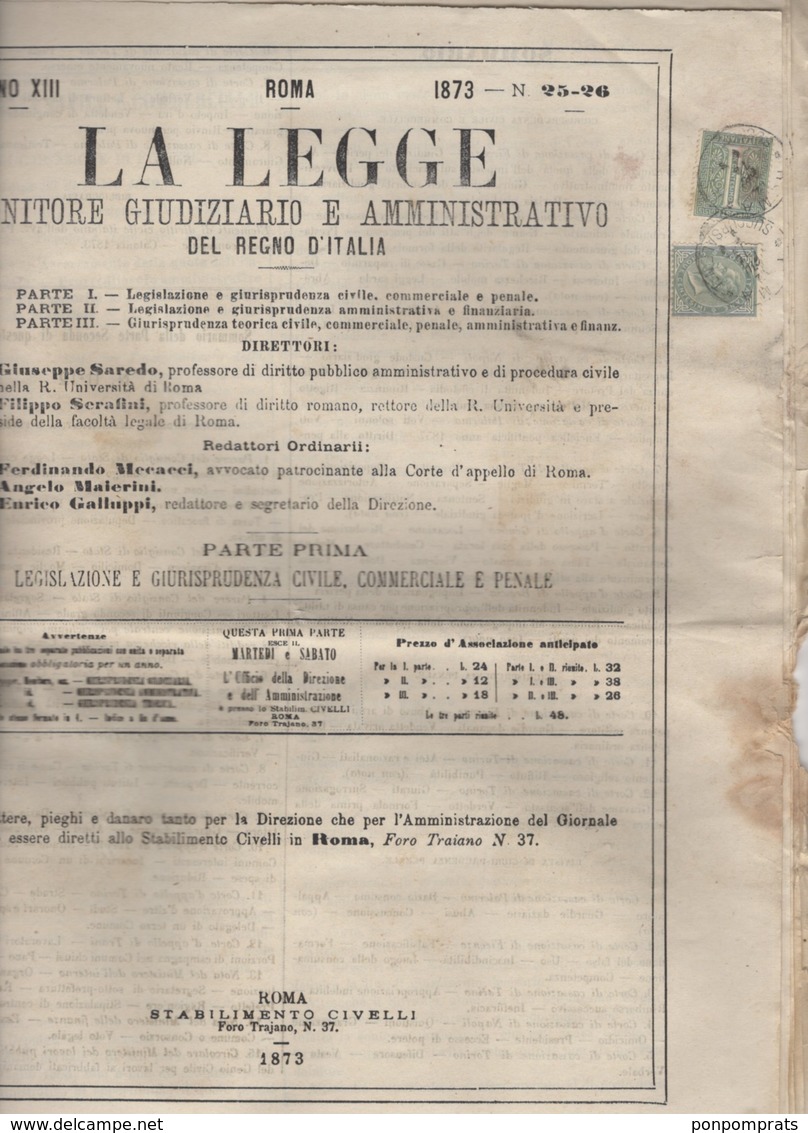 Journal "LA PROVINCIA DI BELLUNO" Avec 1Cmi +5 Cmi Vert Olive De 1863 Seul Sur Document Oblt ROMA SUCCURSALE 1 - Marcophilie