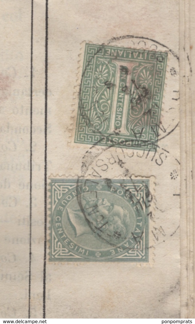 Journal "LA PROVINCIA DI BELLUNO" Avec 1Cmi +5 Cmi Vert Olive De 1863 Seul Sur Document Oblt ROMA SUCCURSALE 1 - Marcophilie