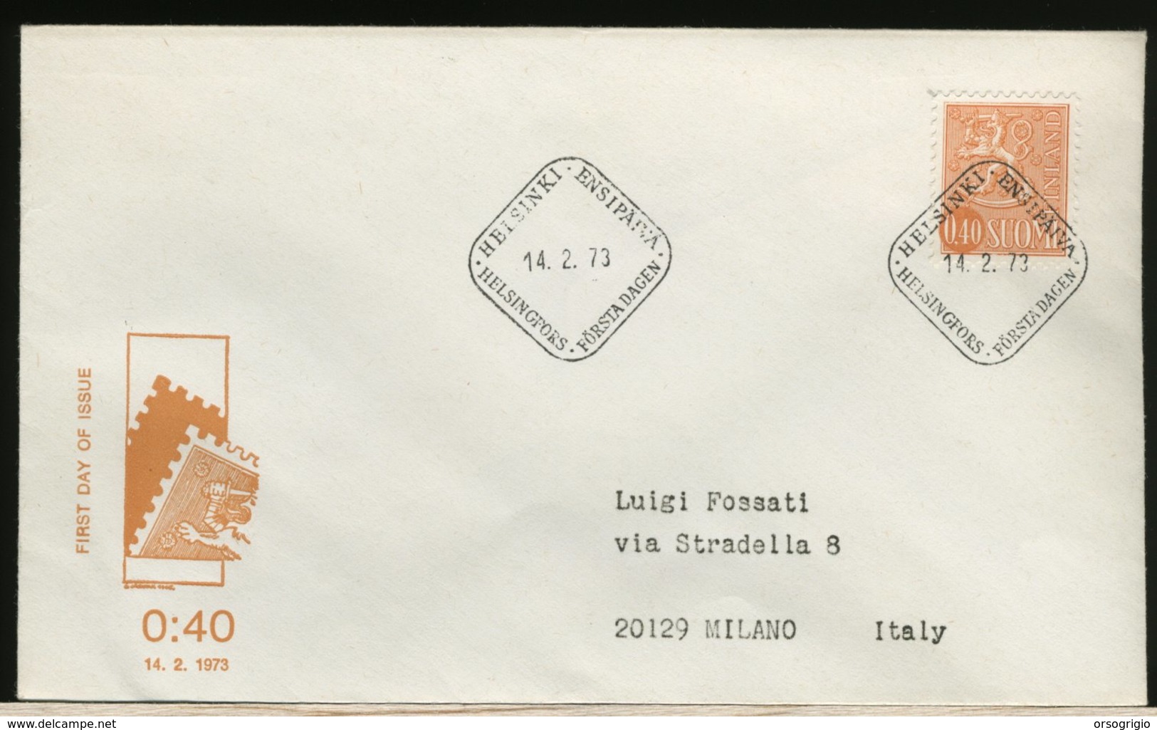 FINLANDIA - SUOMI FINLAND - FDC 1973 -  0,40 - FDC