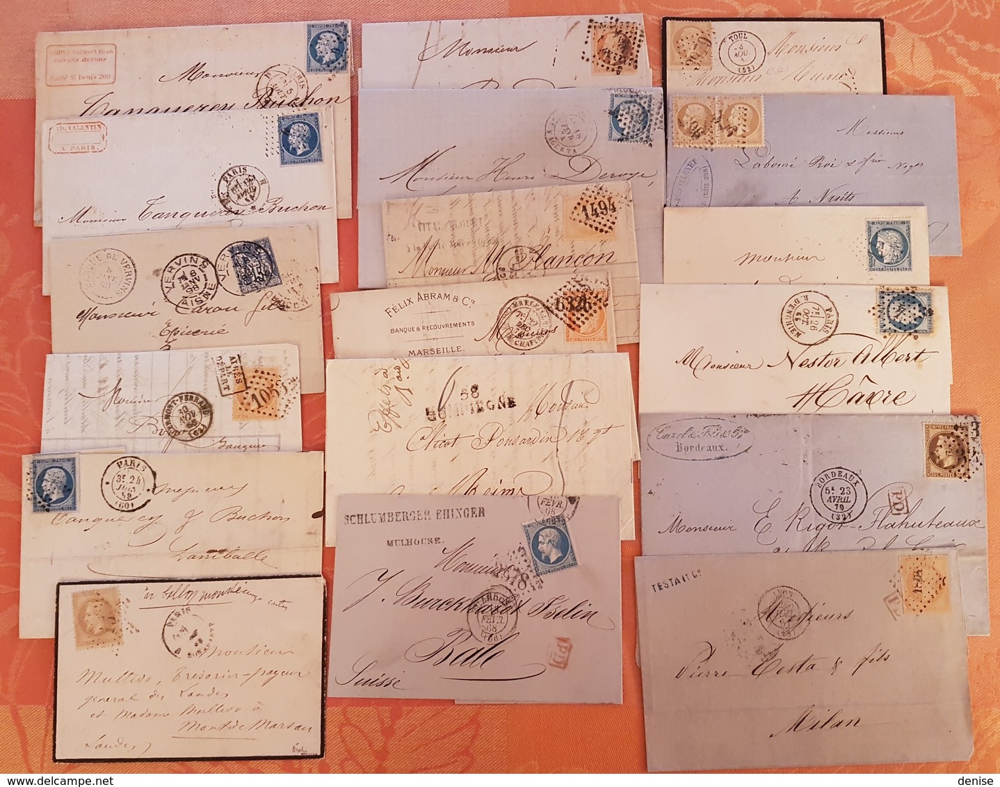 France - Lot De 18 Lettres - DEPART 1 EURO - Avec Bonnes Oblitérations Et Destinations - TTB - 1849-1876: Klassik