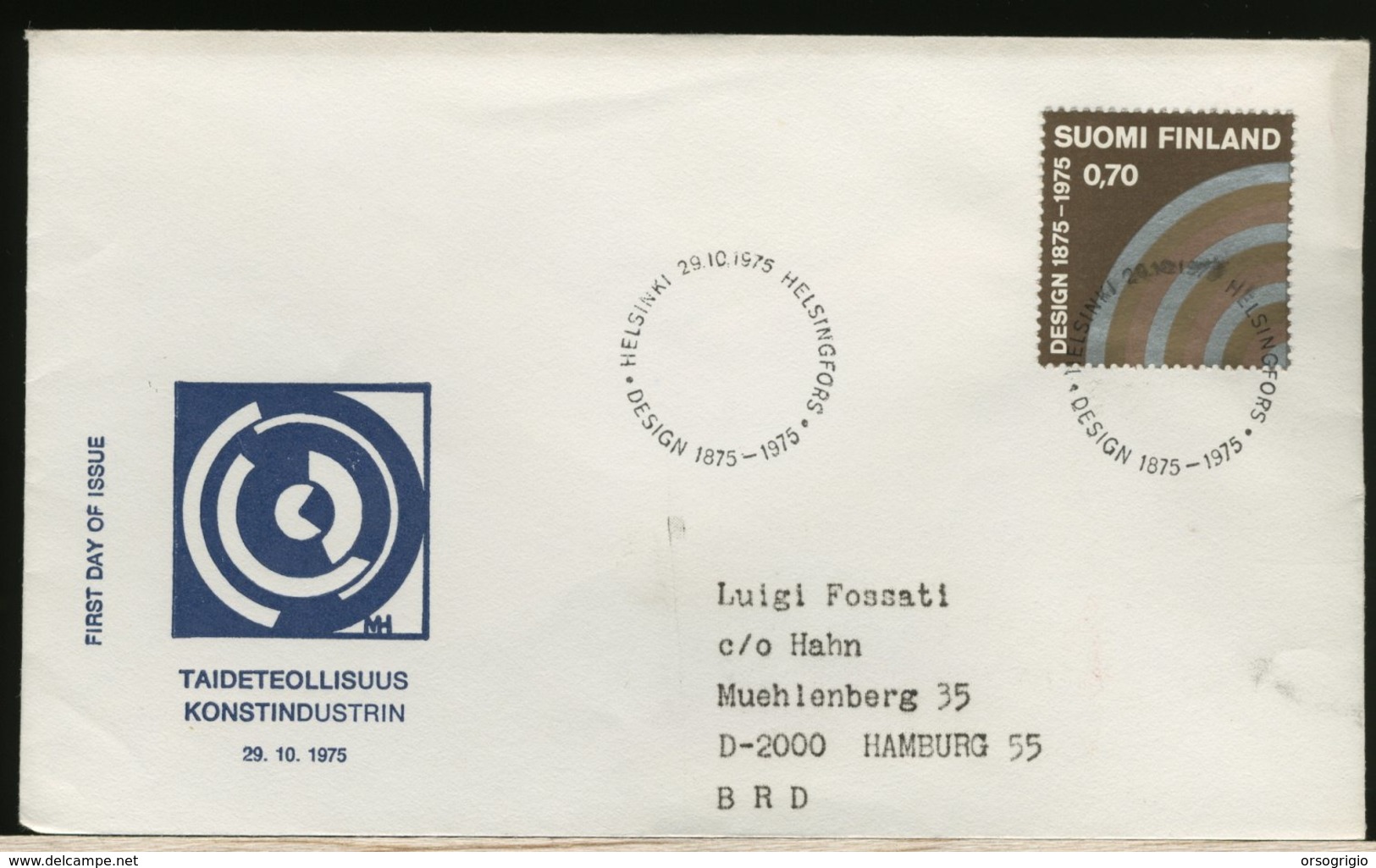 FINLANDIA - SUOMI FINLAND - FDC 1975 -  DESIGN INDUSTRIA - FDC