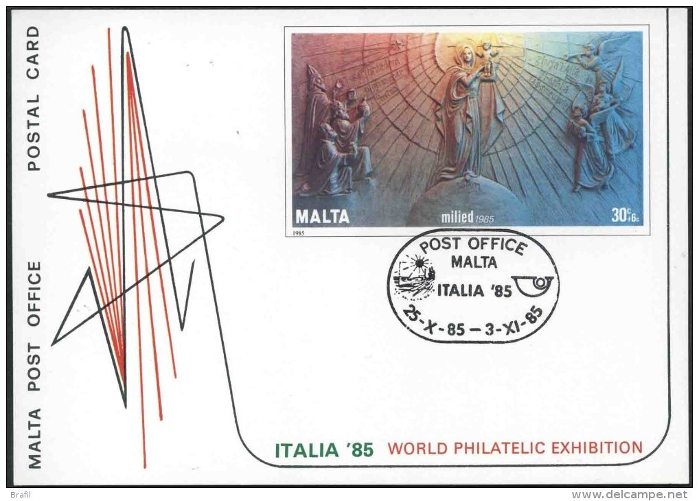 1985 Malta, Italia 85 Cartolina Postale Usata - Malta