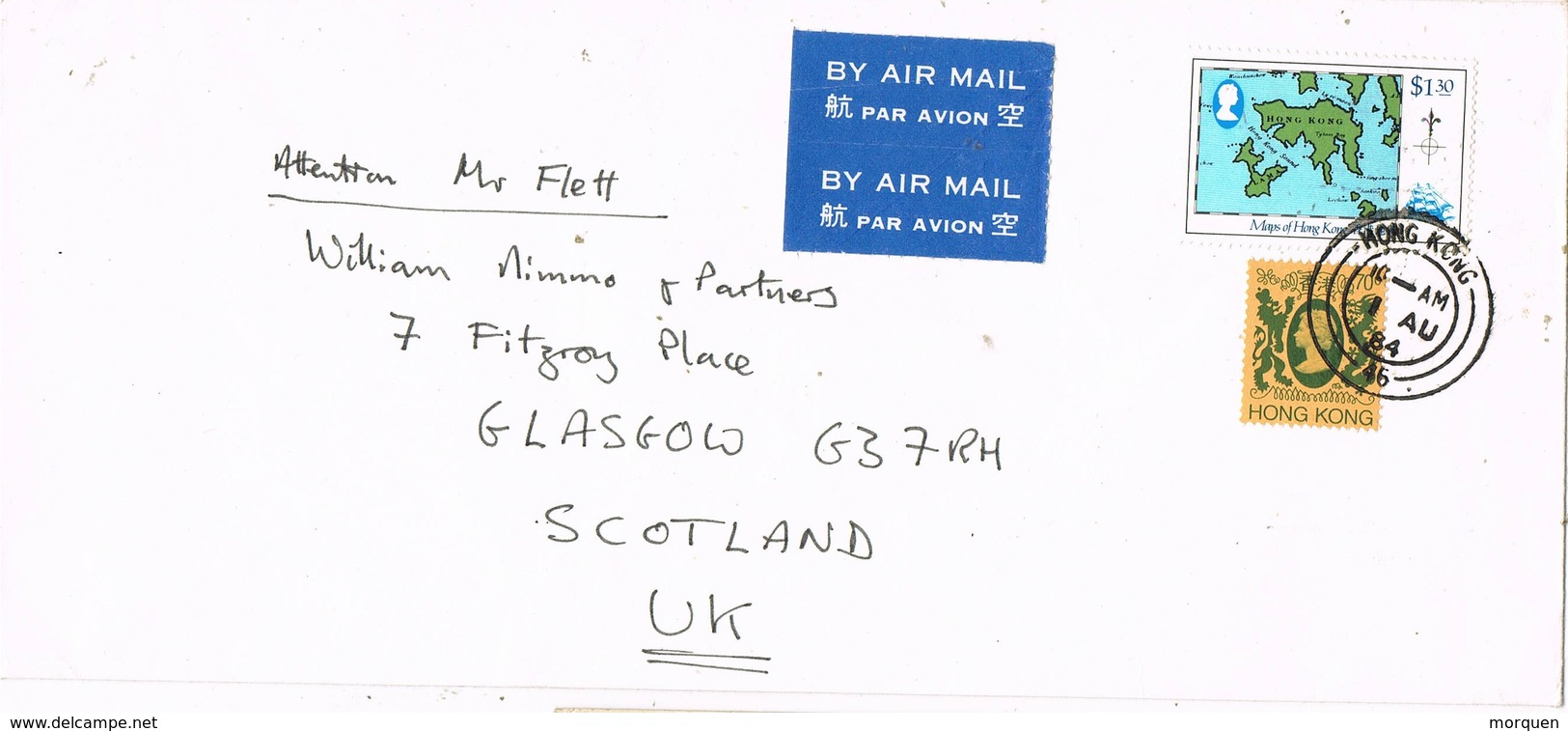 31493. Carta Aerea HONG KONG 1984 To Scotland - Storia Postale