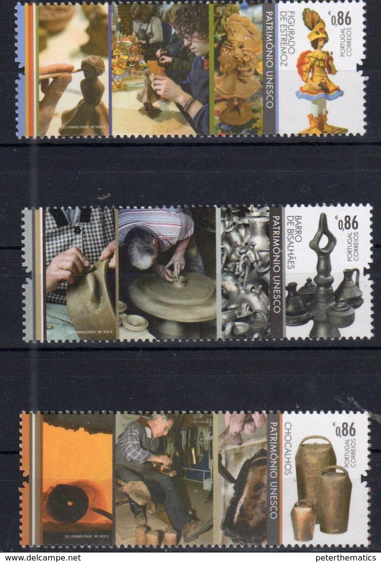 PORTUGAL, 2018, MNH,UNESCO HERITAGE, CLAY FIGURES, POTTERY, COW BELLS, 3v - Other & Unclassified