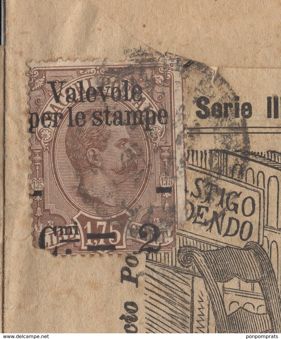 Journal " LA CHIACCHIERA" Avec 2Cmi/ 1,75 Lire Coli  Postal Brun De 1890 Seul Sur Document Oblt - Marcophilie