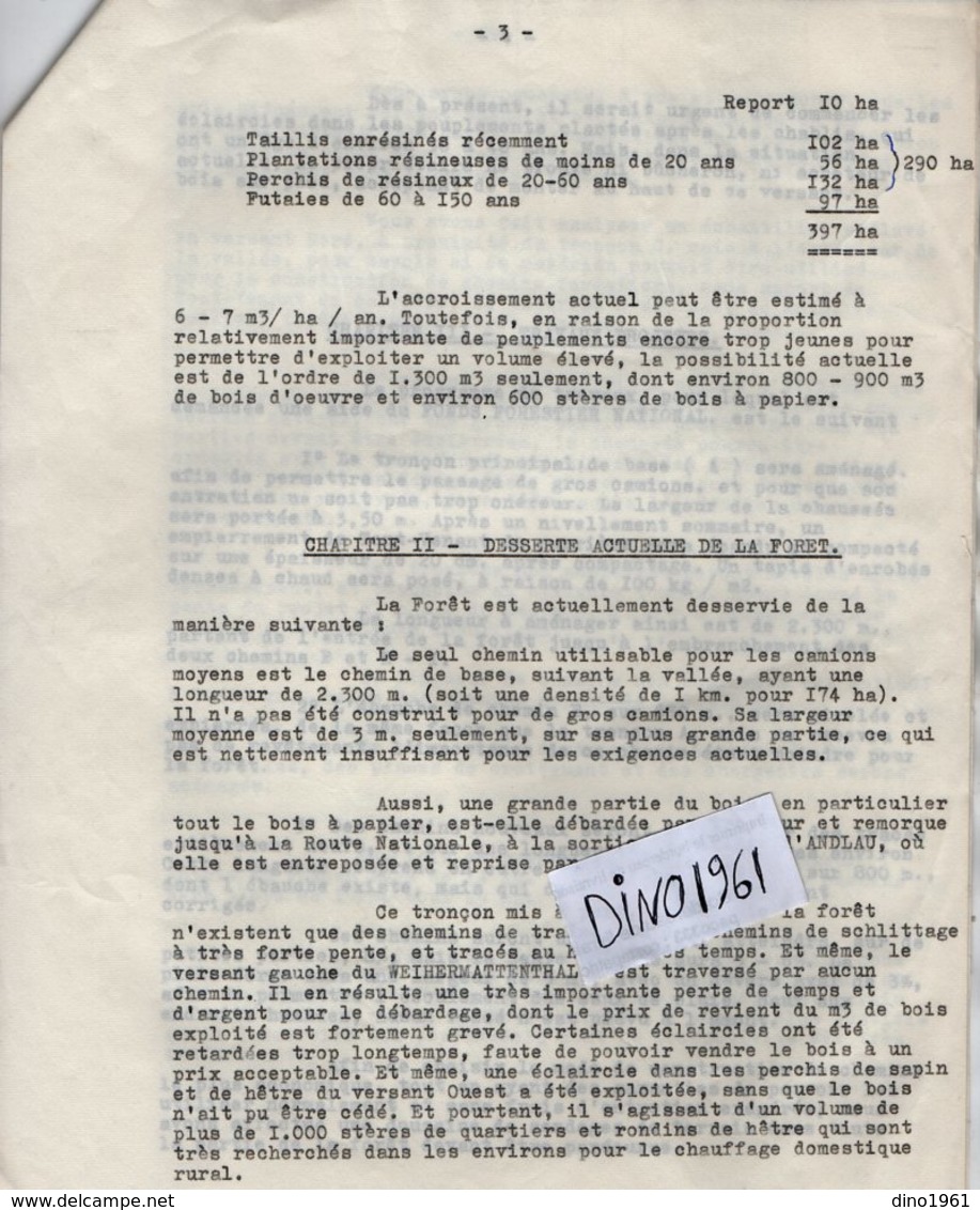 VP14.436 - B. DE TURCKEIM Expert Forestier à TRUTTENHAUSEN - Rapport & Devis Groupement Forestier Du Weihermatt ANDLAU - Collections