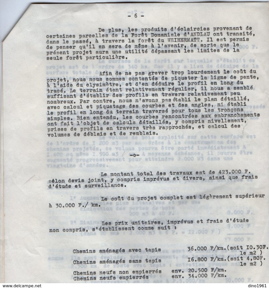 VP14.436 - B. DE TURCKEIM Expert Forestier à TRUTTENHAUSEN - Rapport & Devis Groupement Forestier du Weihermatt ANDLAU