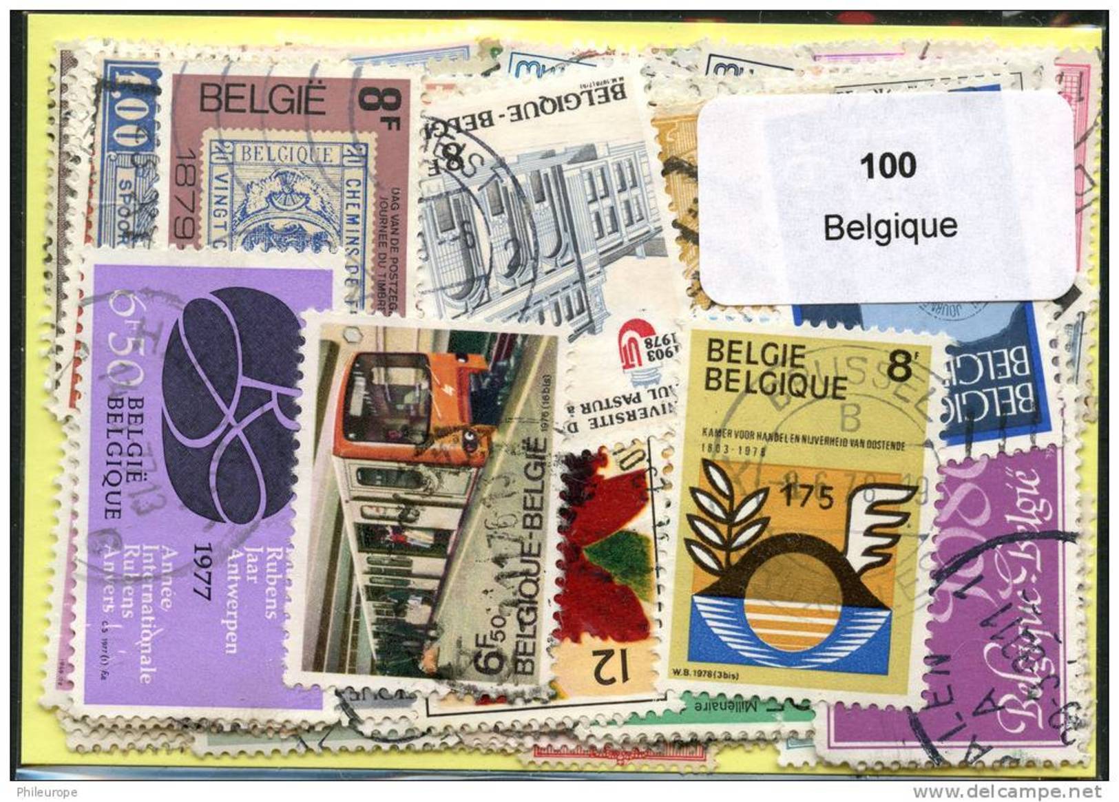 Lot 100 Timbres Belgique - Vrac (max 999 Timbres)