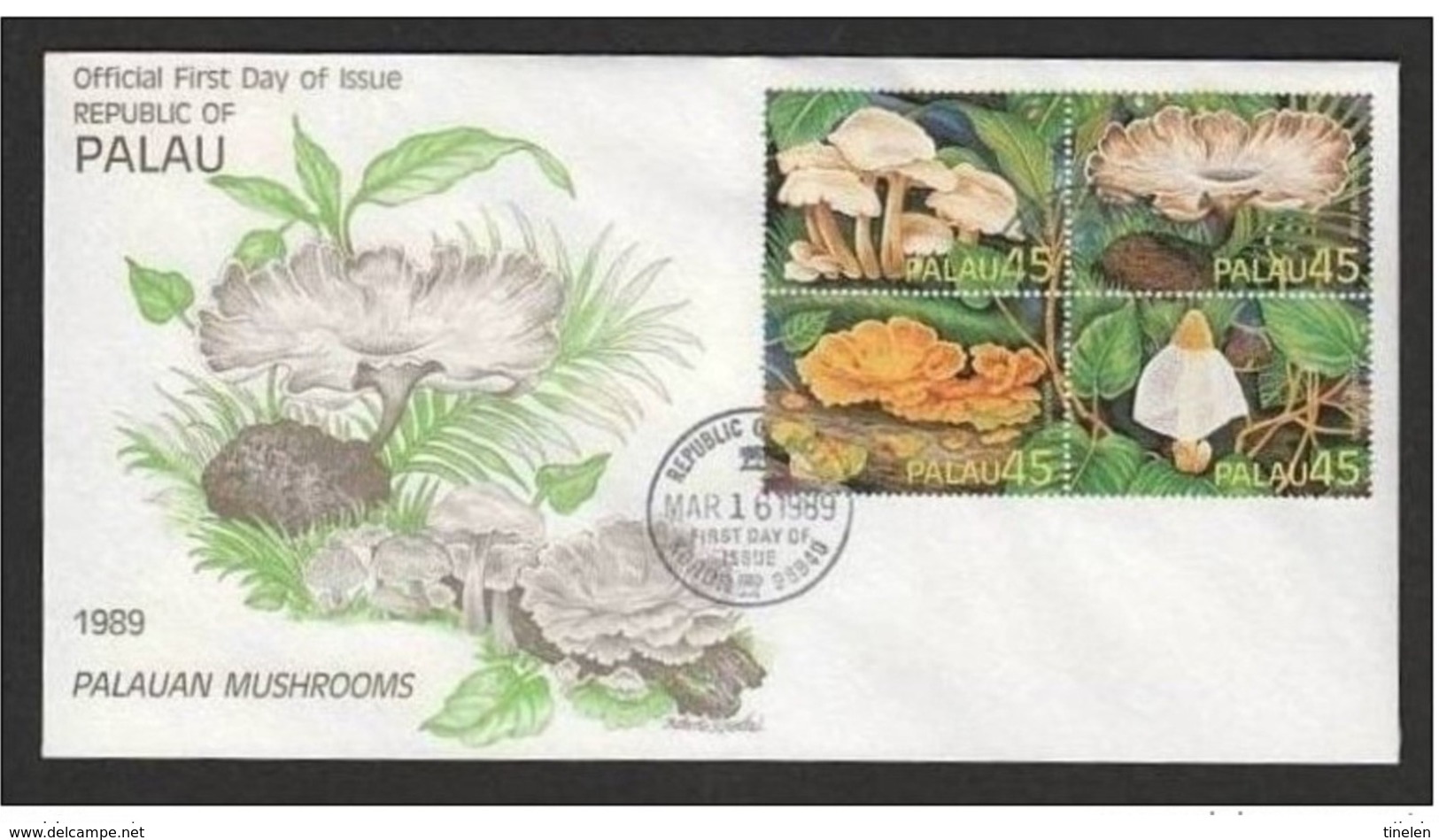 PALAU -   1989 FDC FUNGHI - Hongos