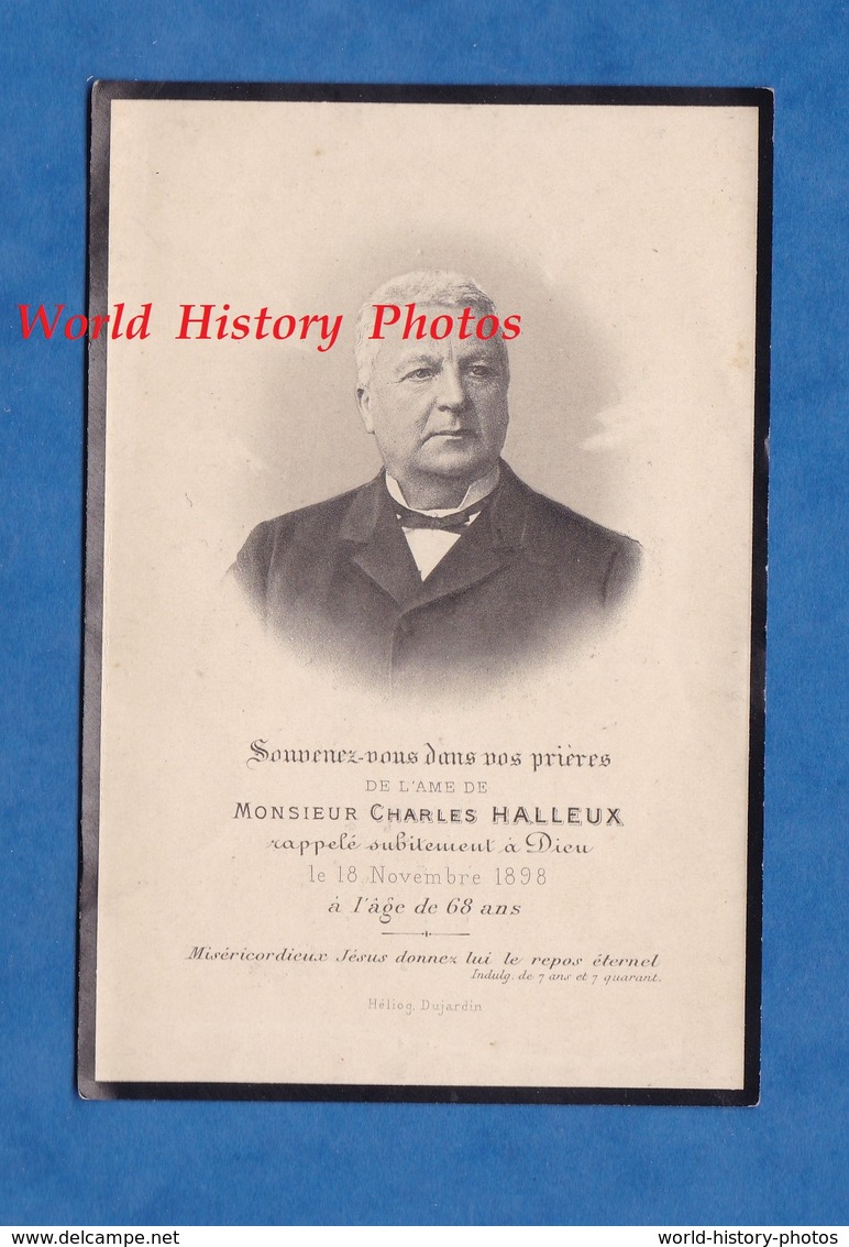 Faire Part De Décés - Monsieur Charles HALLEUX Né En 1830 Et Décédé En 1898 à SEDAN ( Ardennes ) - Avvisi Di Necrologio