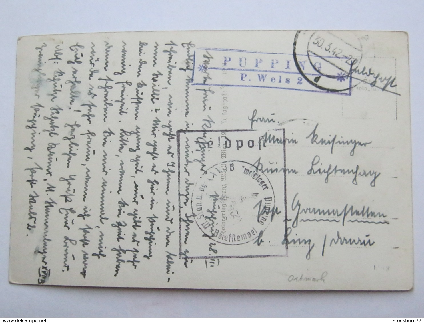1942 , PUPPING - P. Wels , Klarer Stempel  Auf Karte - Briefe U. Dokumente
