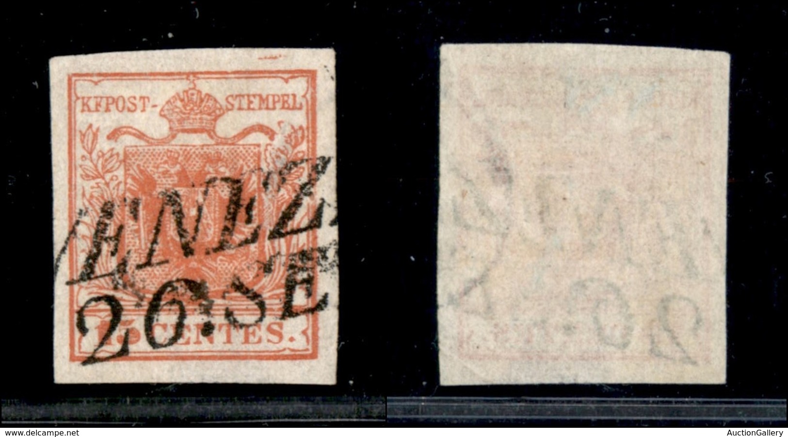 ANTICHI STATI - LOMBARDO VENETO - 1850 - 15 Cent (3) Usato - Parte Di Filigrana Sulla Destra - Sonstige & Ohne Zuordnung