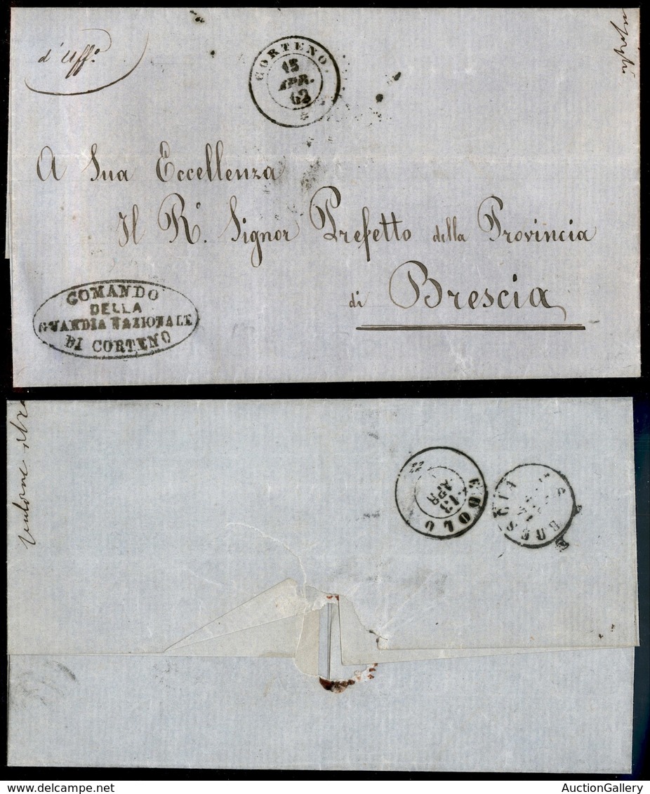 ANTICHI STATI - LOMBARDO VENETO - Corteno (P.ti 5) - Lettera In Franchigia Per Brescia Del 15.4.62 - Other & Unclassified