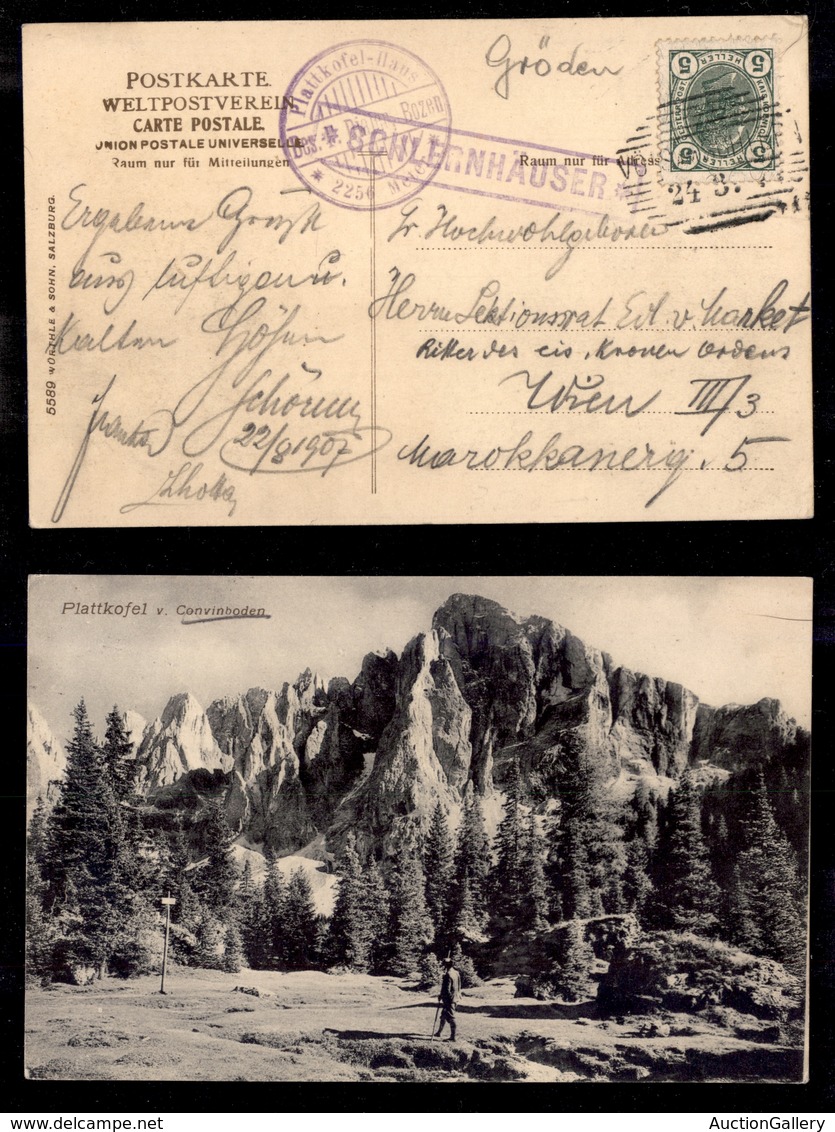 ANTICHI STATI - AUSTRIA TERRITORI ITALIANI - Schlernhauser (P.ti 3) - Cartolina Panoramica (Platkofel) Per Vienna Del 24 - Other & Unclassified