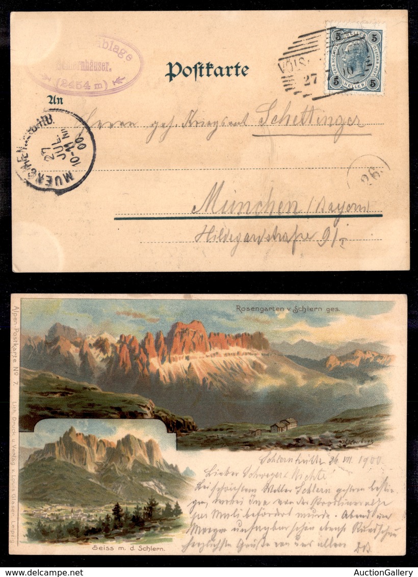 ANTICHI STATI - AUSTRIA TERRITORI ITALIANI - Schlernhauser (P.ti 6) - Cartolina Panoramica (Rosengarten) Per Monaco Del  - Other & Unclassified