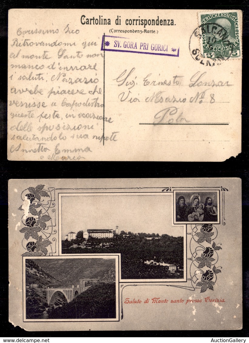 ANTICHI STATI - AUSTRIA TERRITORI ITALIANI - Sv. Gora Pri Gorici (P.ti 3) Cartolina (Gruss Haus) Per Pola Del 10.5.10 -  - Other & Unclassified