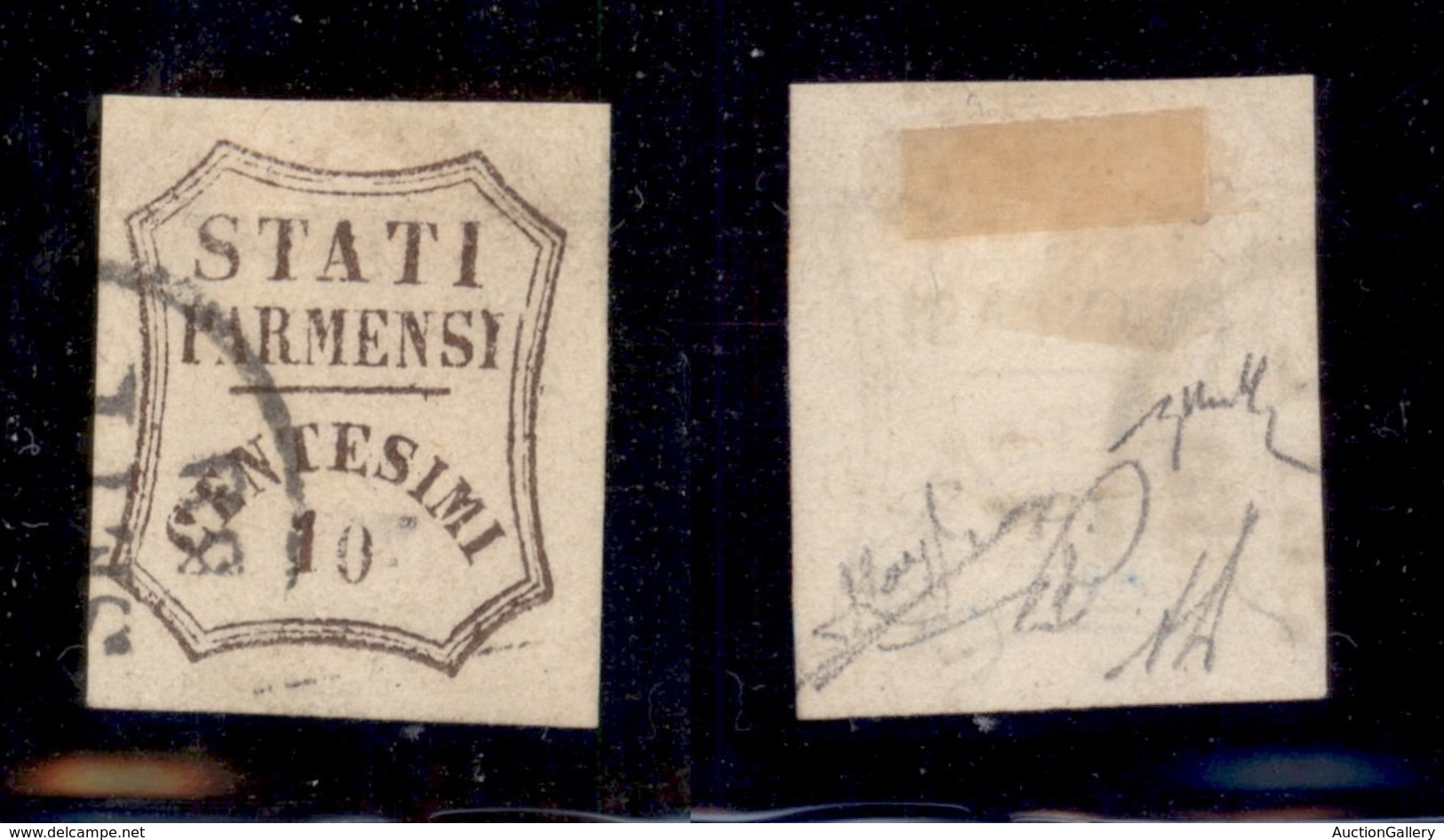 ANTICHI STATI - PARMA - 1859 - 10 Cent (14) Usato - Zero In Basso (non Catalogato) - Leggera Piega Orizzontale In Alto - - Autres & Non Classés
