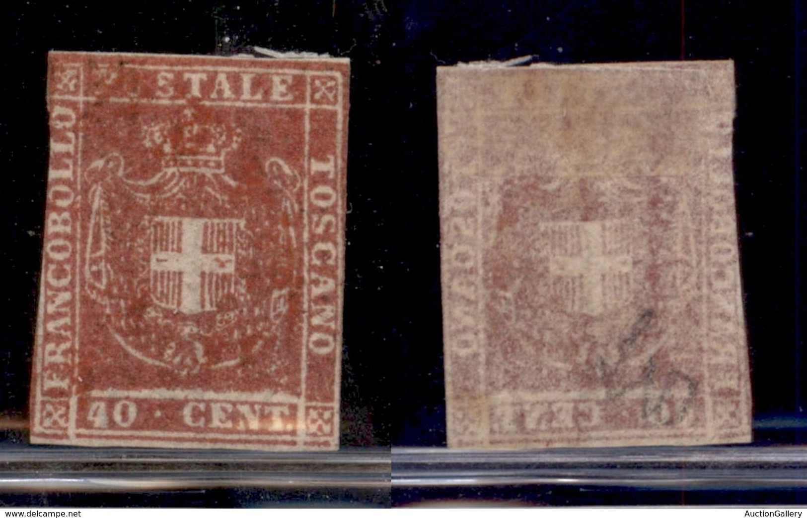 ANTICHI STATI - TOSCANA - 1860 - 40 Cent (21) Corto In Verticale - Annullamento (rosso) Invisibile E Piena Gomma Origina - Sonstige & Ohne Zuordnung