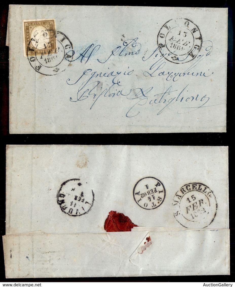 ANTICHI STATI - TOSCANA - Follonica (P.ti 3) - 10 Cent (14D - Sardegna) Su Lettera Per Cutiglione Del 13.2.62 - Sonstige & Ohne Zuordnung