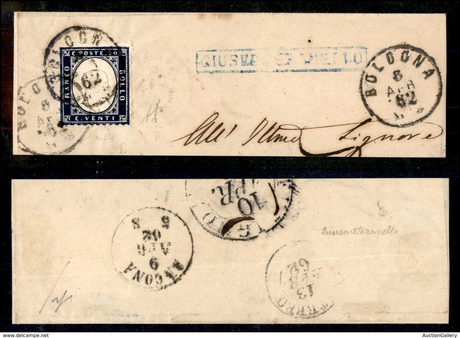 REGNO D'ITALIA - 20 Cent (2) Usato Su Frammento - Bologna 8.4.62 - Diena - Otros & Sin Clasificación