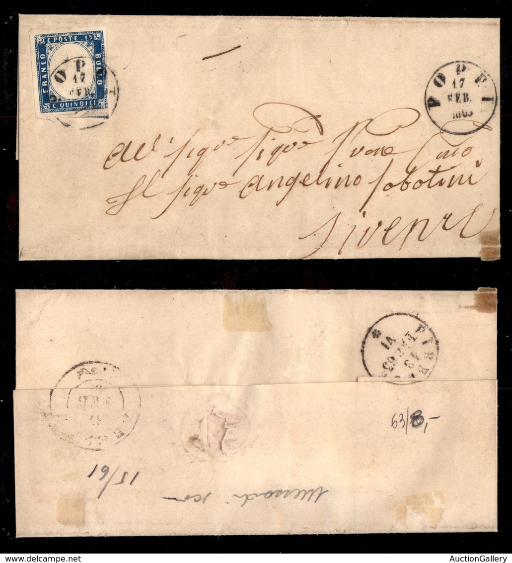 REGNO D'ITALIA - 15 Cent (11) - Letterina Da Poppi Per Firenze Del 17.2.63 - Other & Unclassified