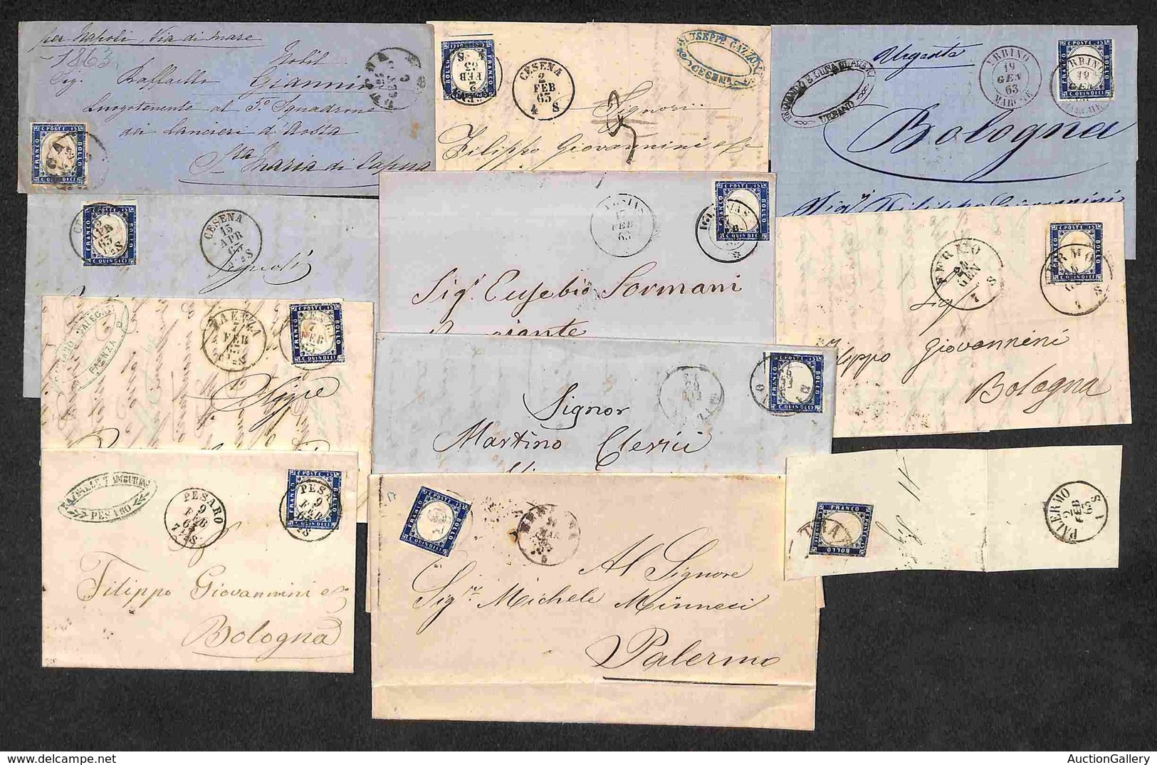 REGNO D'ITALIA - 15 Cent (11) - Dieci Lettere E Un Frammento Con Affrancature Singole - Difetti - Da Esaminare - Andere & Zonder Classificatie