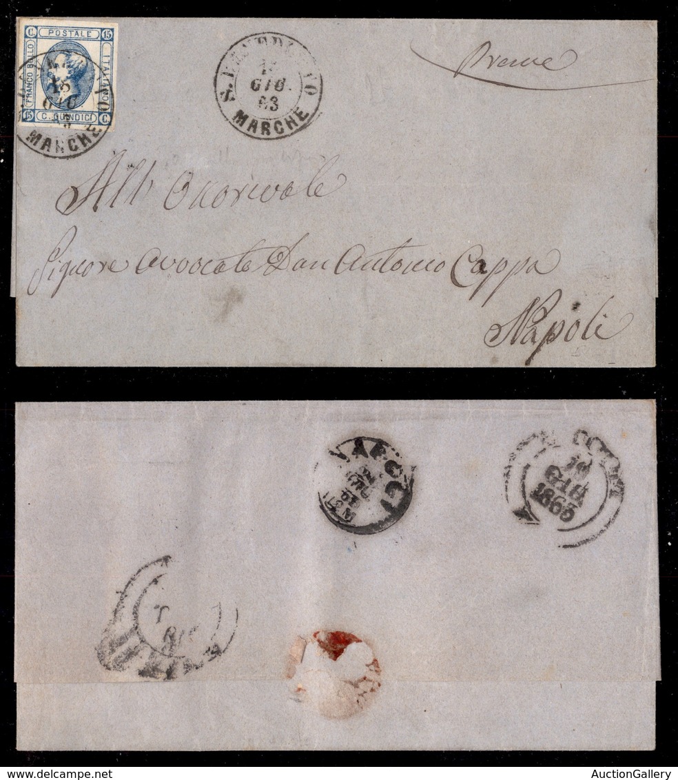 REGNO D'ITALIA - S. Benedetto Marche - 15 Cent (12) Su Lettera Per Napoli Del 15.6.63 - Sonstige & Ohne Zuordnung