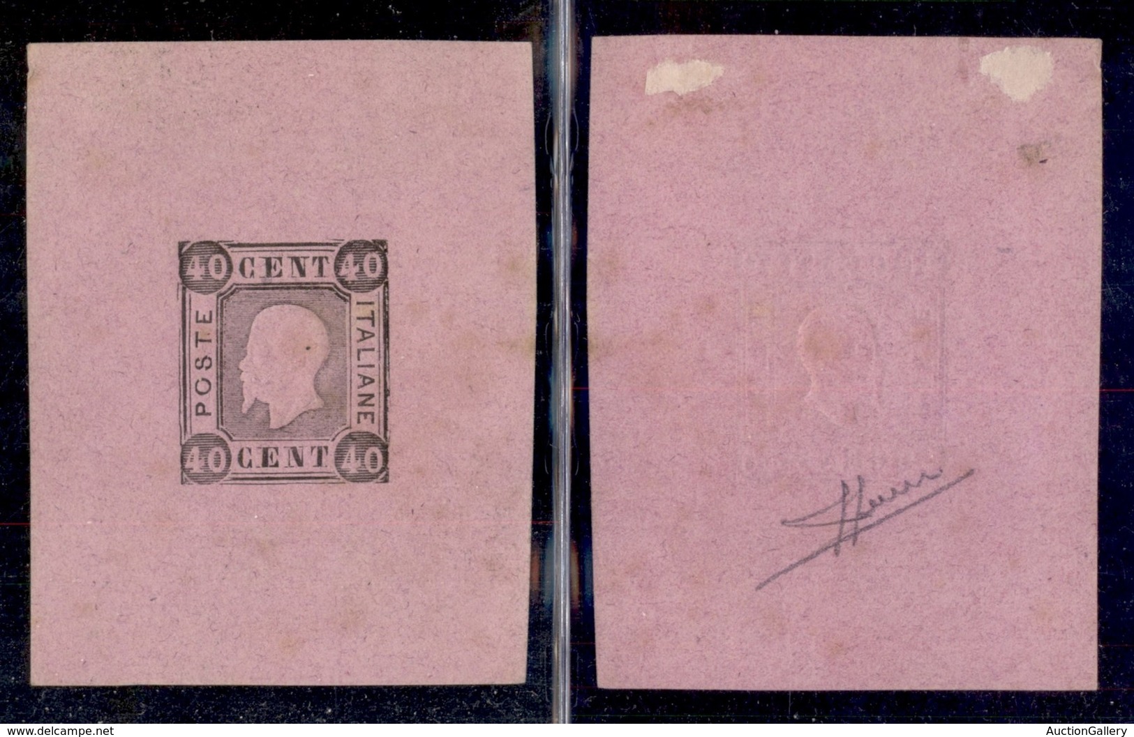 REGNO D'ITALIA - 1863 - Saggi - Grazioli - Foglietto Del 40 Cent (25 - Rosa) - Senza Gomma - Sorani - Other & Unclassified