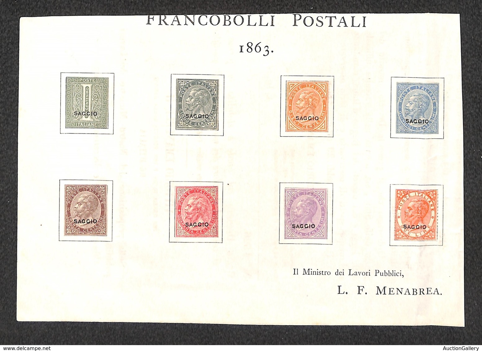 REGNO D'ITALIA - 1863 - Foglietto Menabrea - Saggi De La Rue - Da Esaminare - Other & Unclassified