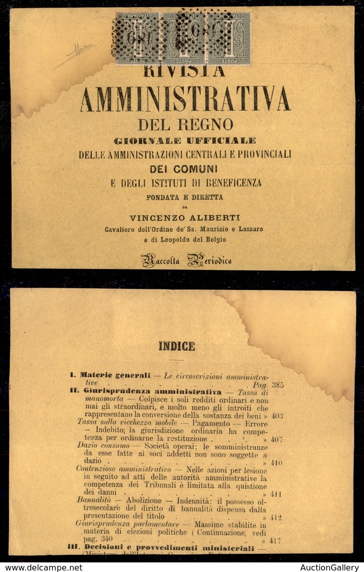 REGNO D'ITALIA - 1 Cent (14) - Striscia Di Tre Su Parte Di Copertina - Sorani - Other & Unclassified