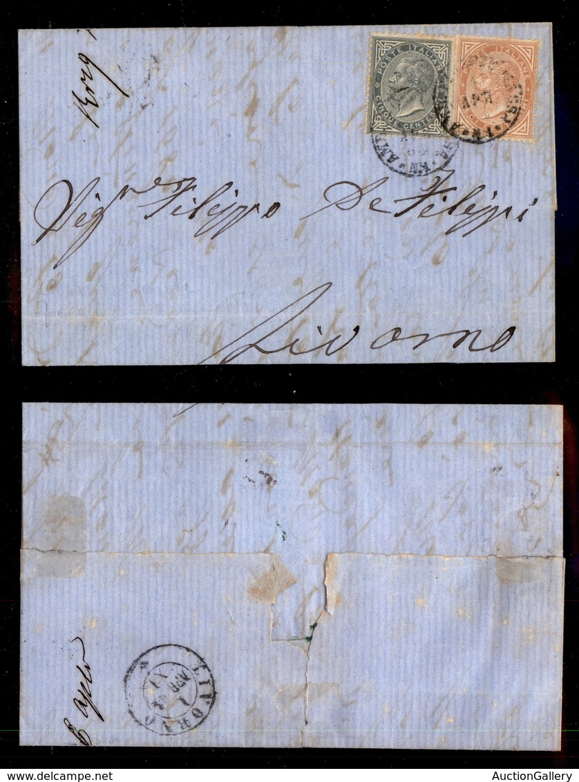 REGNO D'ITALIA - Amb. Firenze Massa N 1 - 5 Cent (L16) + 10 Cent (L17) - Lettera Per Livorno Del 1.04.64 - Sonstige & Ohne Zuordnung