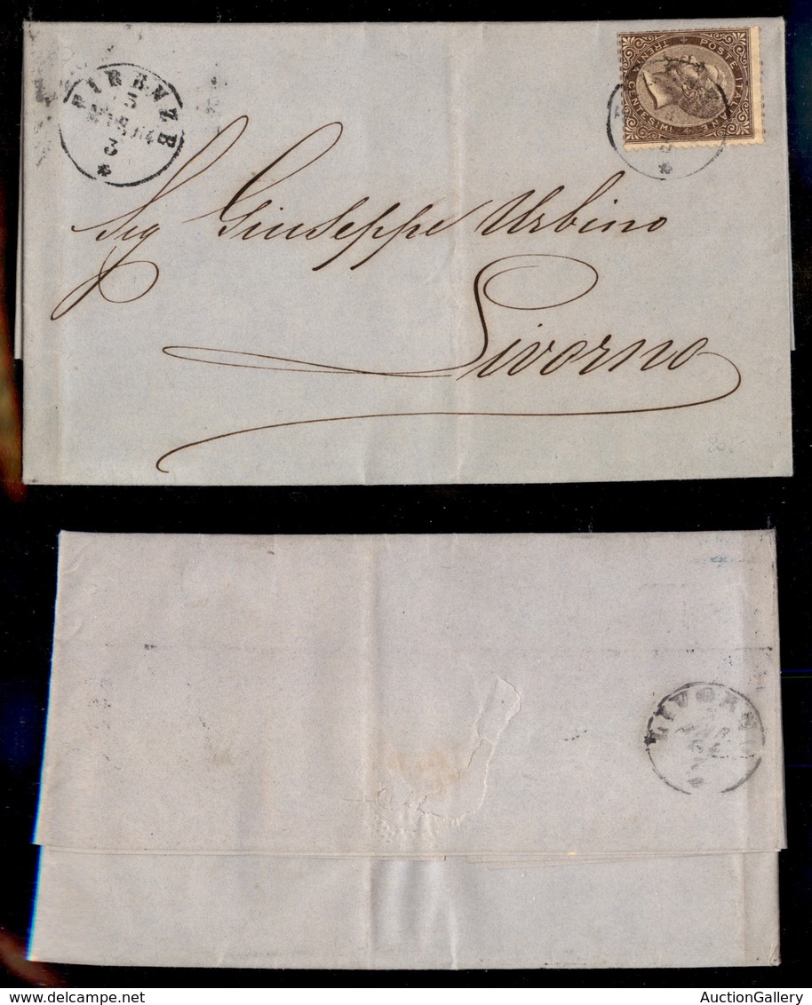 REGNO D'ITALIA - 30 Cent De La Rue (L19) Isolato Su Lettera Da Firenze A Livorno Del 3.3.64 - Andere & Zonder Classificatie