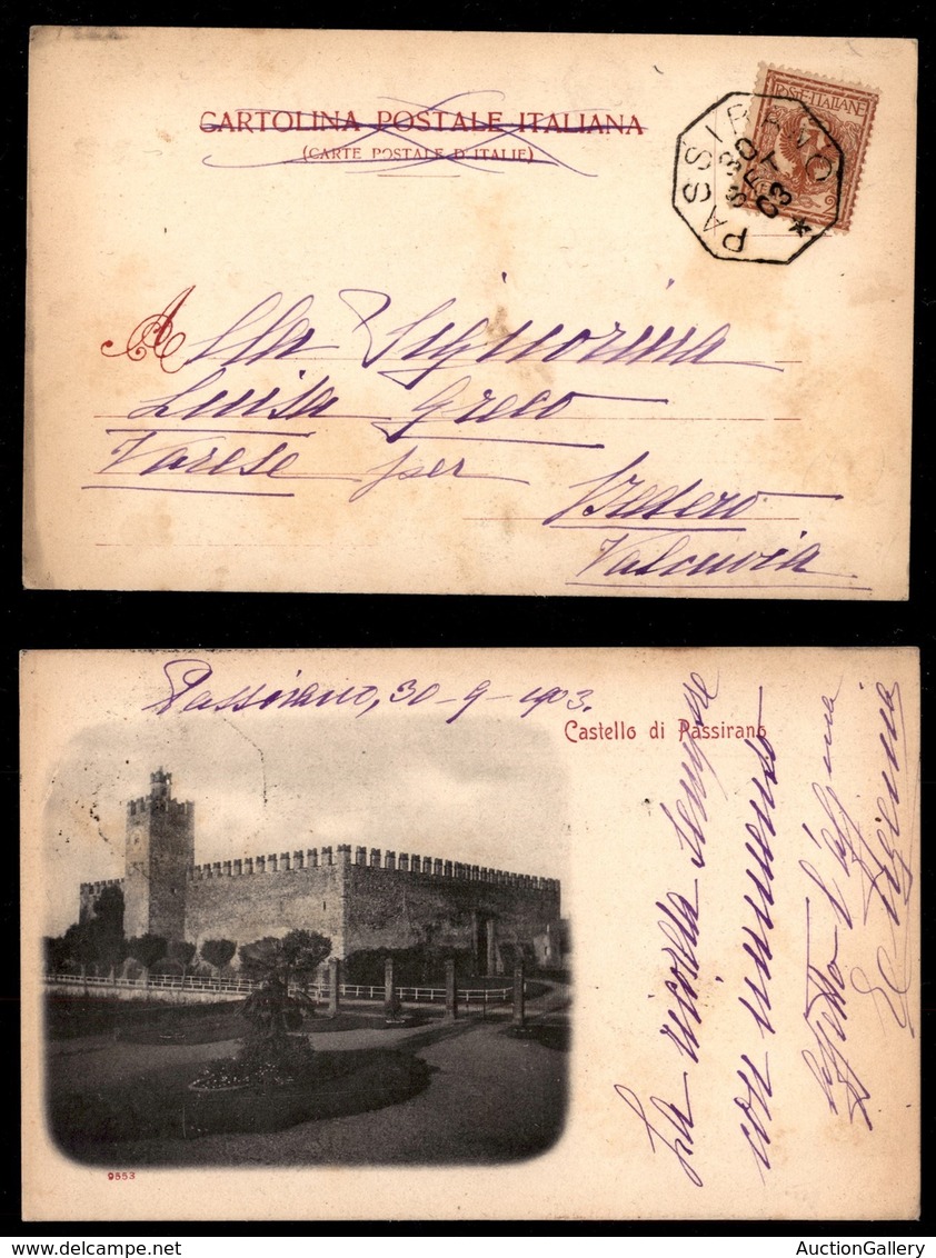 REGNO D'ITALIA - Passirano Su 2 Cent (69) - Cartolina (Castello) Per Varese Del 30.9.03 - Autres & Non Classés