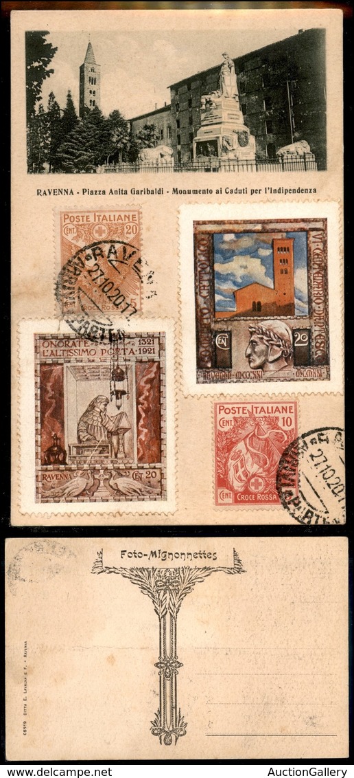 REGNO D'ITALIA - Croce Rossa (102 + 105) - Usati Su Cartolina - Ravenna 27.10.20 - Andere & Zonder Classificatie