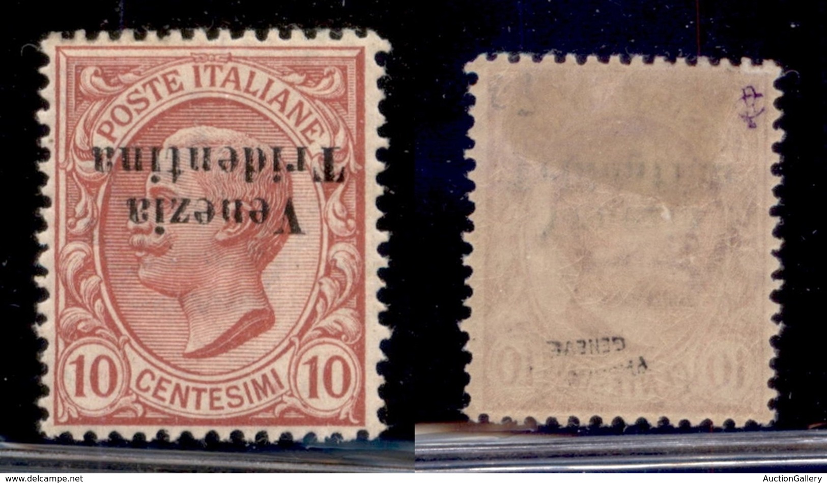 OCCUPAZIONI - TRENTINO - 1918 - 10 Cent (22aa) Con Soprastampa Capovolta - Gomma Originale (450) - Sonstige & Ohne Zuordnung