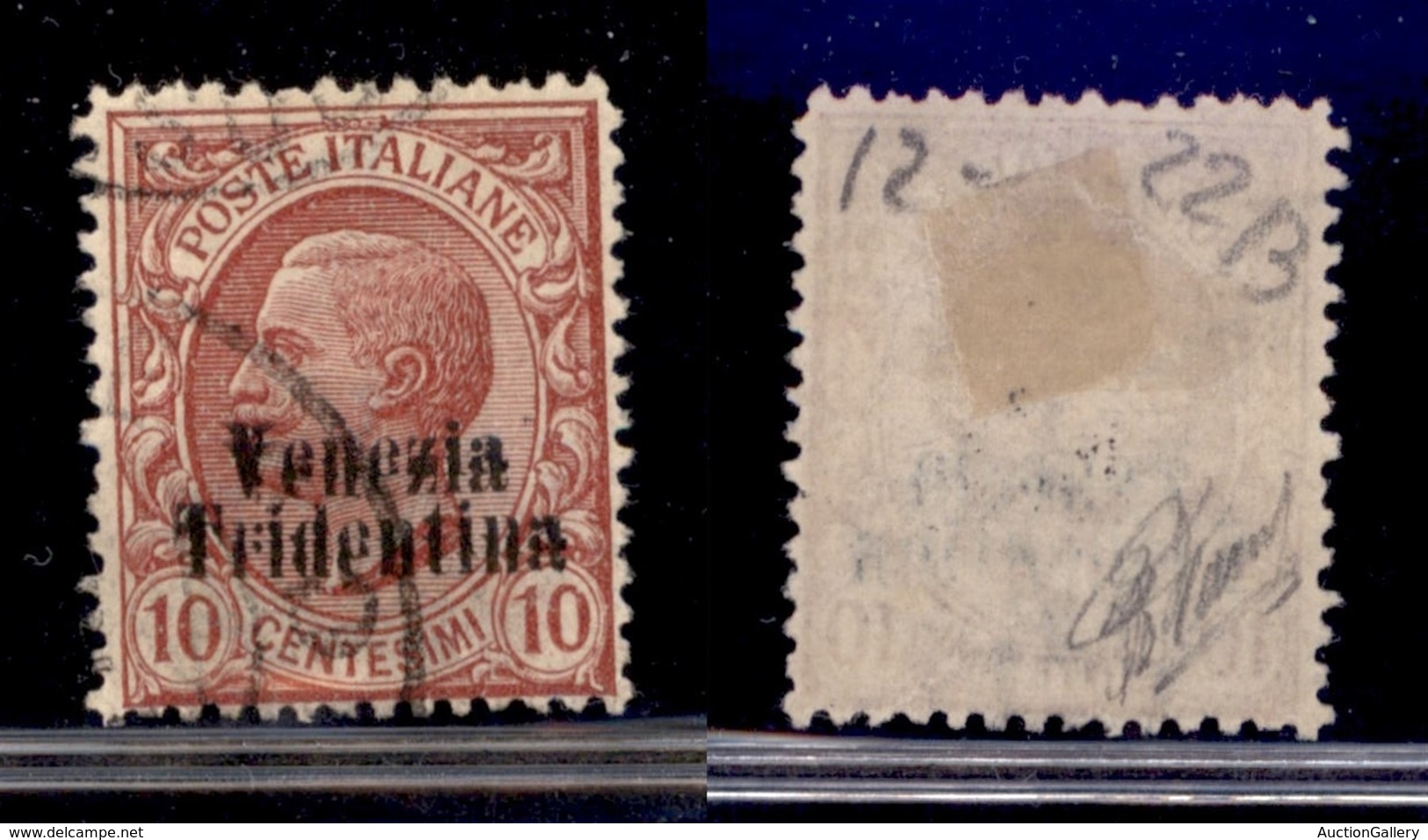 OCCUPAZIONI - TRENTINO - 1918 - 10 Cent (22b) Usato - Doppia Soprastampa (320) - Other & Unclassified