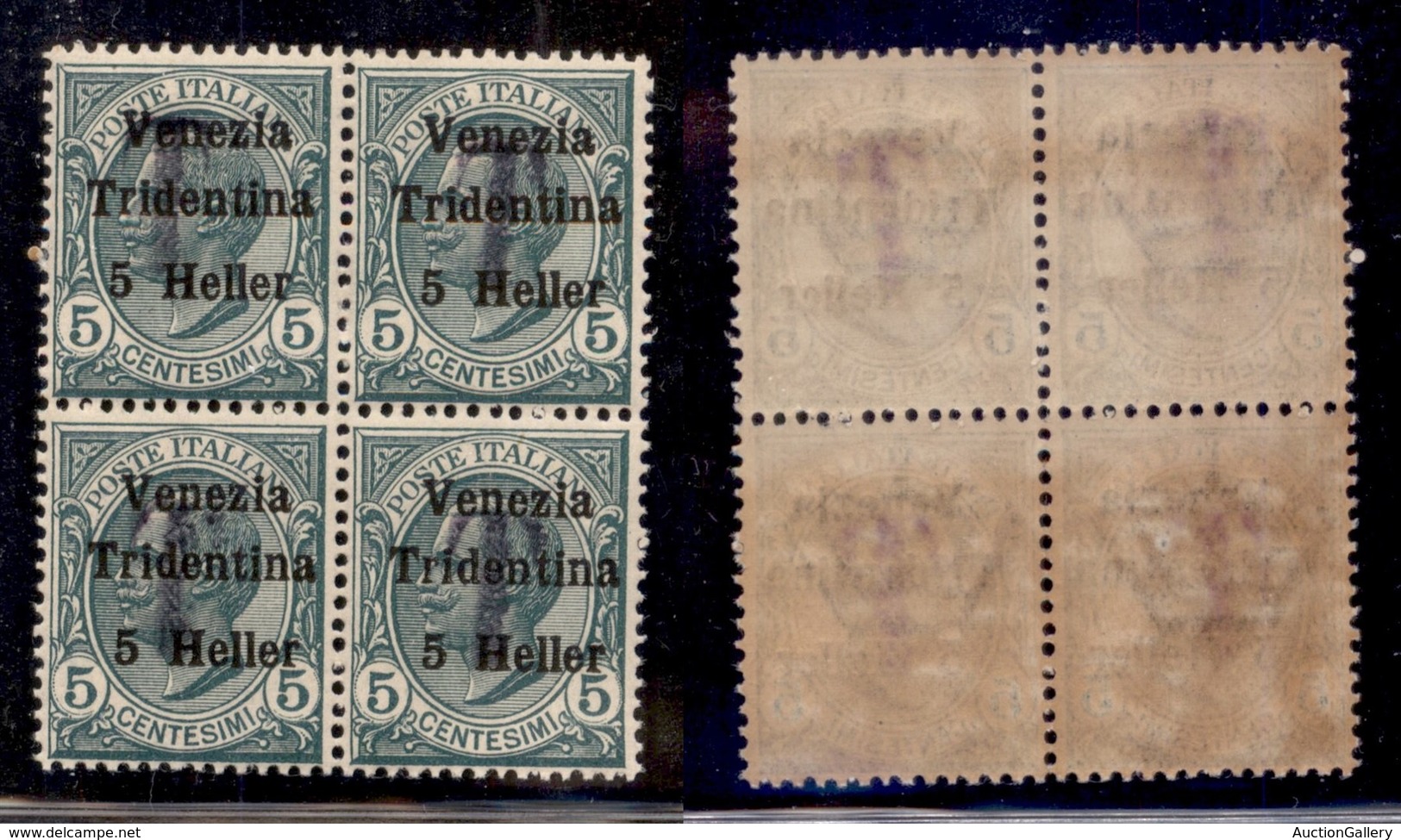 OCCUPAZIONI - MERANO - 1919 - T Su 5 Heller Su 5 Cent (tipo 5) - Quartina - Gomma Integra - Non Catalogato - Andere & Zonder Classificatie