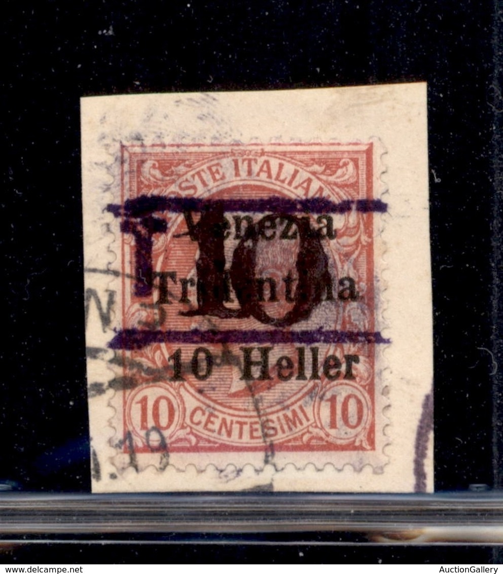OCCUPAZIONI - BOLZANO 3 - 1919 - T10 Su 10 Heller Su 10 Cent (12) Usato Su Frammento (200+) - Other & Unclassified