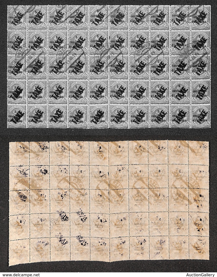 OCCUPAZIONI - BOLZANO 3 - Bolzano 3 (14.3.19 - In Verde) - 1918 - Taxe Su 5 Cent Su 5 (51) - Blocco Orizzontale Di 50 (p - Andere & Zonder Classificatie