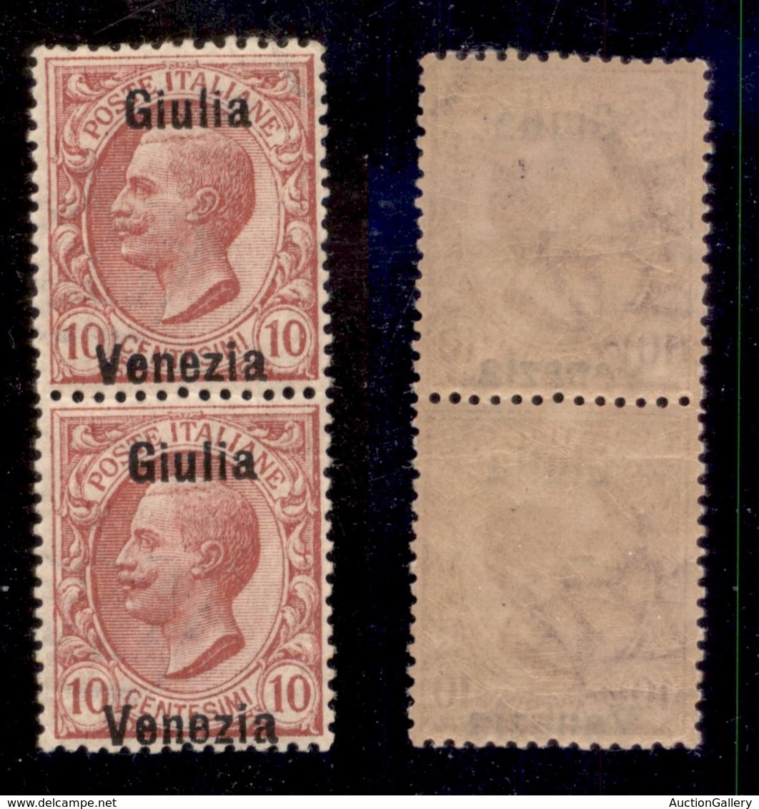 OCCUPAZIONI - VENEZIA GIULIA - 1918 - 10 Cent (22d) - Coppia Verticale Giulia Venezia - Gomma Integra - Other & Unclassified