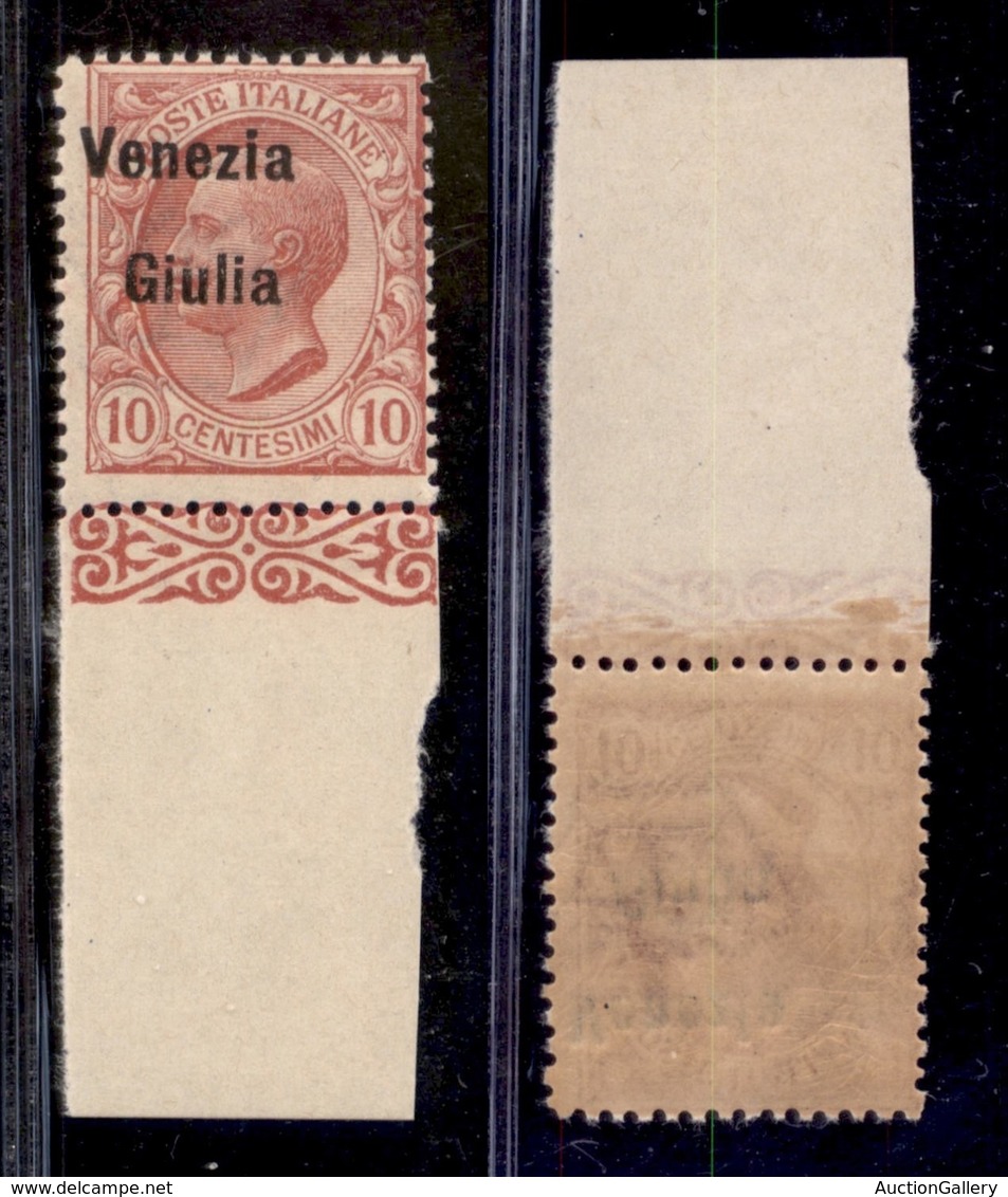 OCCUPAZIONI - VENEZIA GIULIA - 1918 - 10 Cent (22aa Varietà) Bordo Foglio - Soprastampa In Alto A Sinistra - Gomma Integ - Other & Unclassified