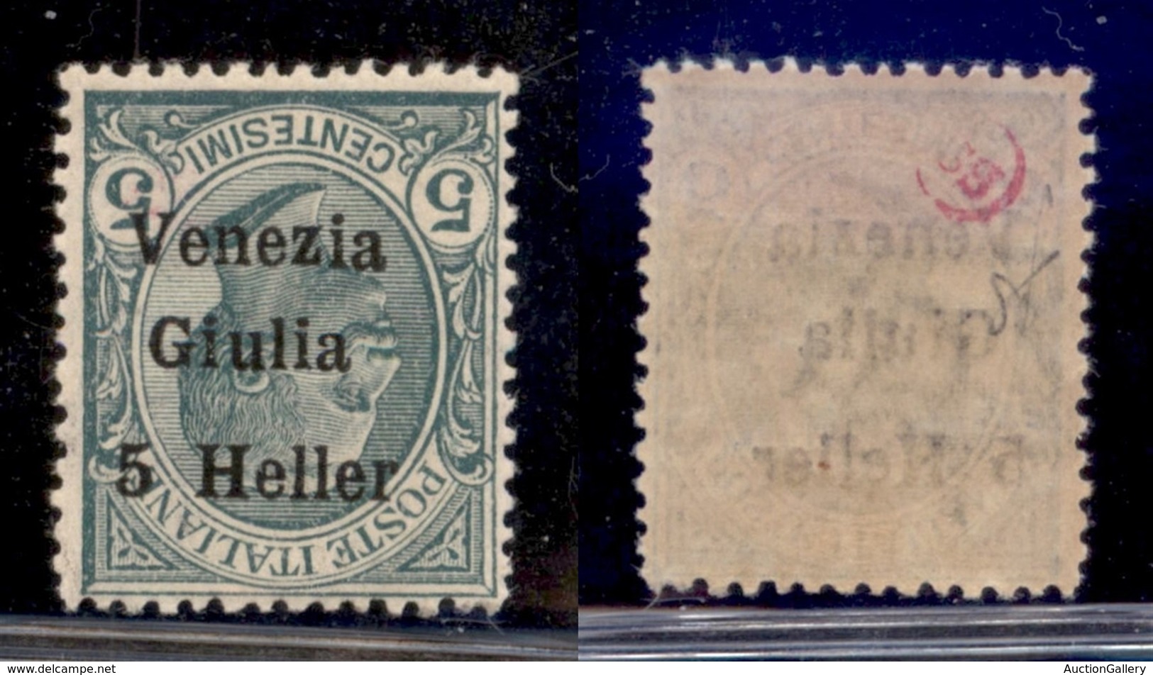 OCCUPAZIONI - VENEZIA GIULIA - 1919 - 5 Heller Su 5 Cent (30a) Con Soprastampa Capovolta - Gomma Originale (260) - Sonstige & Ohne Zuordnung