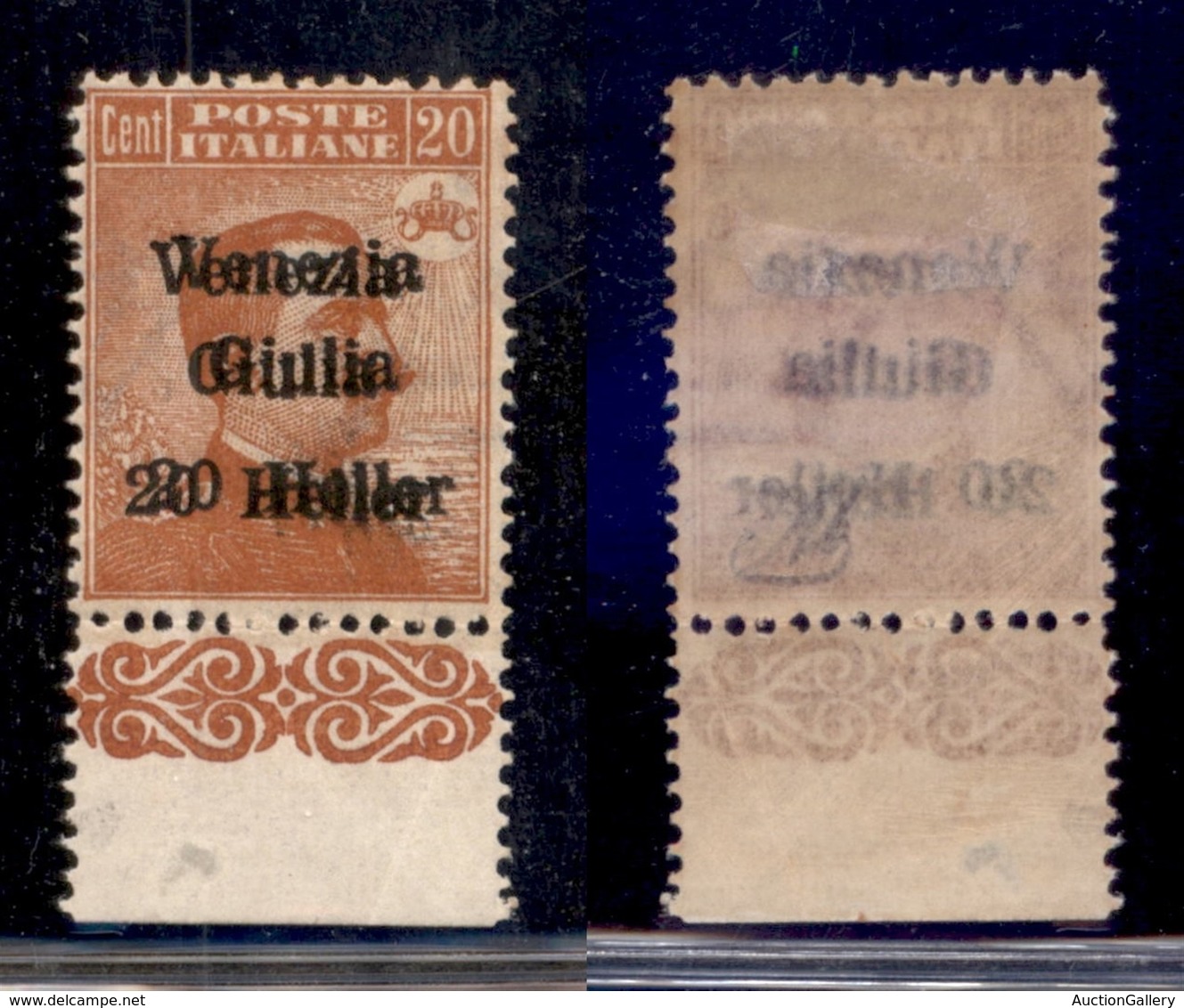 OCCUPAZIONI - VENEZIA GIULIA - 1919 - 20 Heller Su 20 Cent (31b) Bordo Foglio Con Doppia Soprastampa - Gomma Originale ( - Other & Unclassified