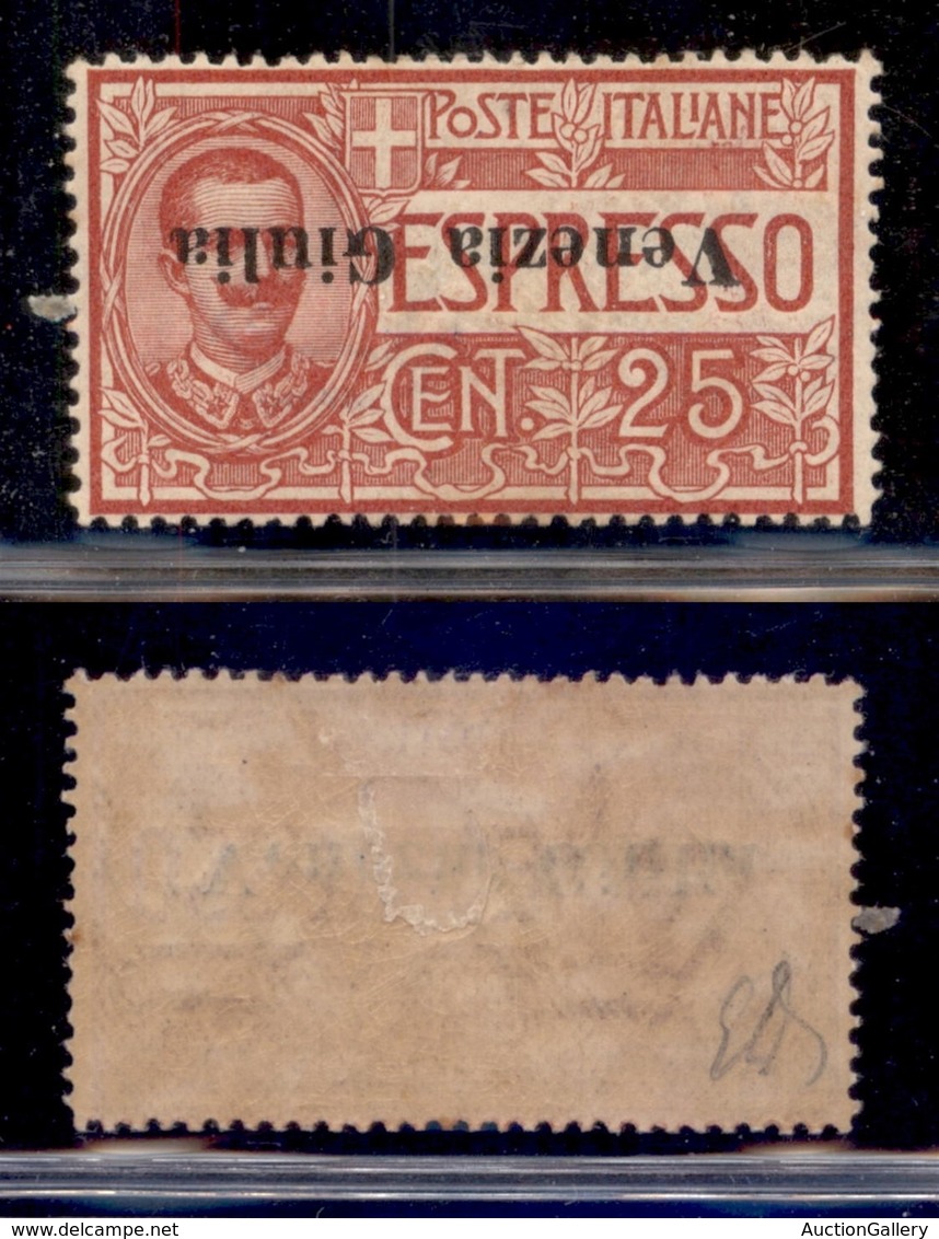 OCCUPAZIONI - VENEZIA GIULIA - 1919 - Espressi - 25 Cent (1a) Con Soprastampa Capovolta - Gomma Originale - Diena (1.200 - Sonstige & Ohne Zuordnung