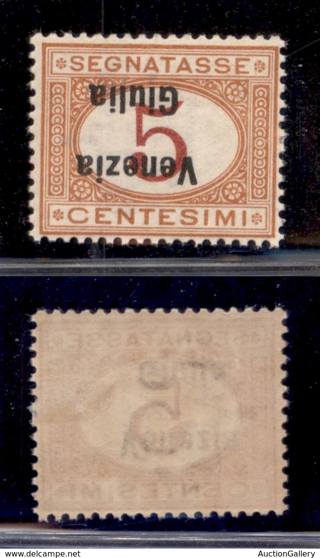 OCCUPAZIONI - VENEZIA GIULIA - 1919 - Segnatasse - 5 Cent (1a) Con Soprastampa Capovolta - Gomma Originale (90) - Sonstige & Ohne Zuordnung