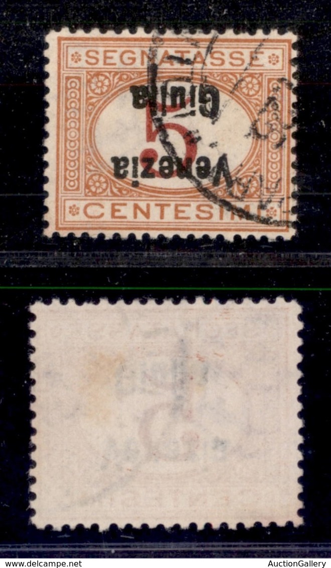 OCCUPAZIONI - VENEZIA GIULIA - 1919 - Segnatasse - 5 Cent (1a) Usato - Soprastampa Capovolta (80) - Other & Unclassified